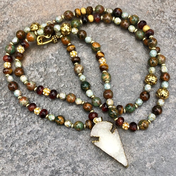 Handmade by me Jewelry - Anthro Inspired Druzy Necklace & Bracelet Set